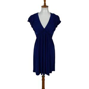Laundry‎ By Design Navy Ruched Cap Sleeve V Neck Dress 4 Cocktail Party NWT